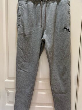 Puma Men's Grey Jogger Sweatpants with Black Logo